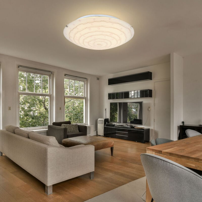 foto del prodotto globo lighting plafoniera da soggiorno lampada da soffitto a led, metallo cromato, 1x led bianco caldo, d 30 cm