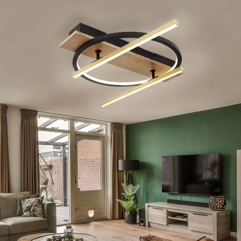 foto del prodotto globo lighting plafoniera design legno luce ottone nero plafoniera moderna orientabile, alluminio metallo, led 32w 1300lm bianco caldo, lxlxh