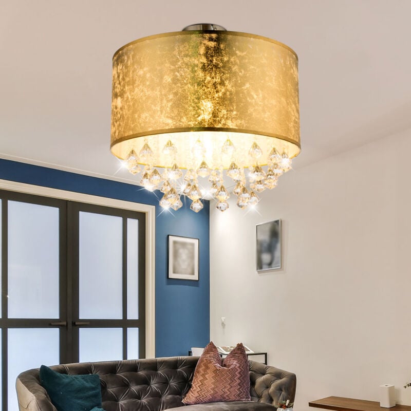 foto del prodotto globo lighting plafoniera in cristallo oro lampada da soffitto per sala da pranzo lampada da soggiorno, design in foglia d oro tessile, 1x e27 led