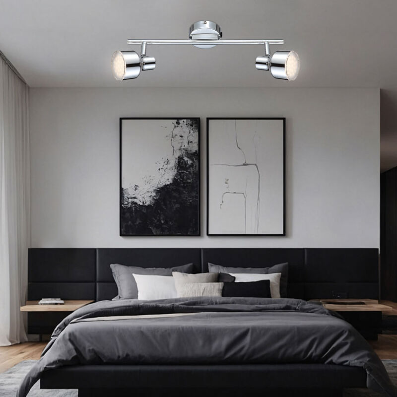 foto del prodotto globo lighting plafoniera lampada da soffitto faretto faretto lampada da soggiorno lampada da corridoio, 2 luci spot mobili, cromo trasparente, 2x