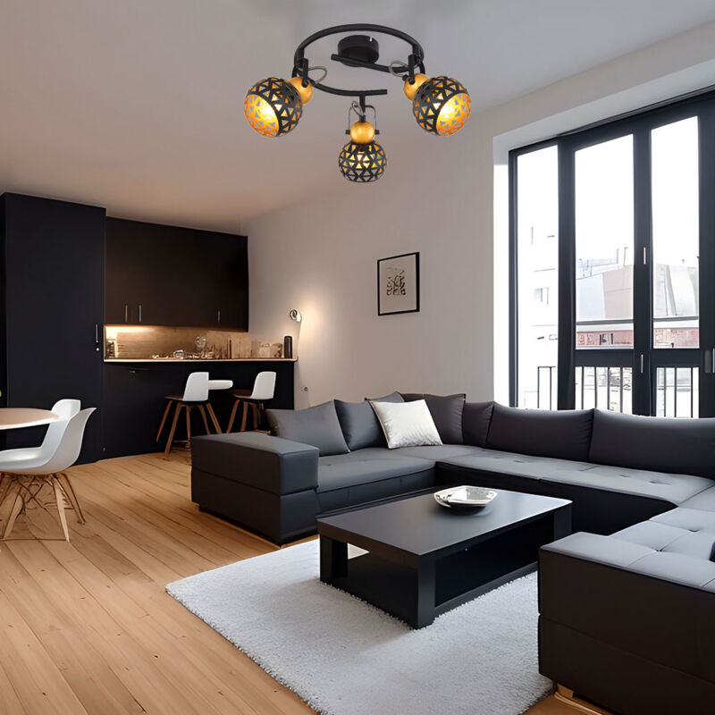 foto del prodotto globo lighting plafoniera lampada da soggiorno lampada da soffitto lampada da sala da pranzo lampada da corridoio, metallo nero oro, faretti mobili