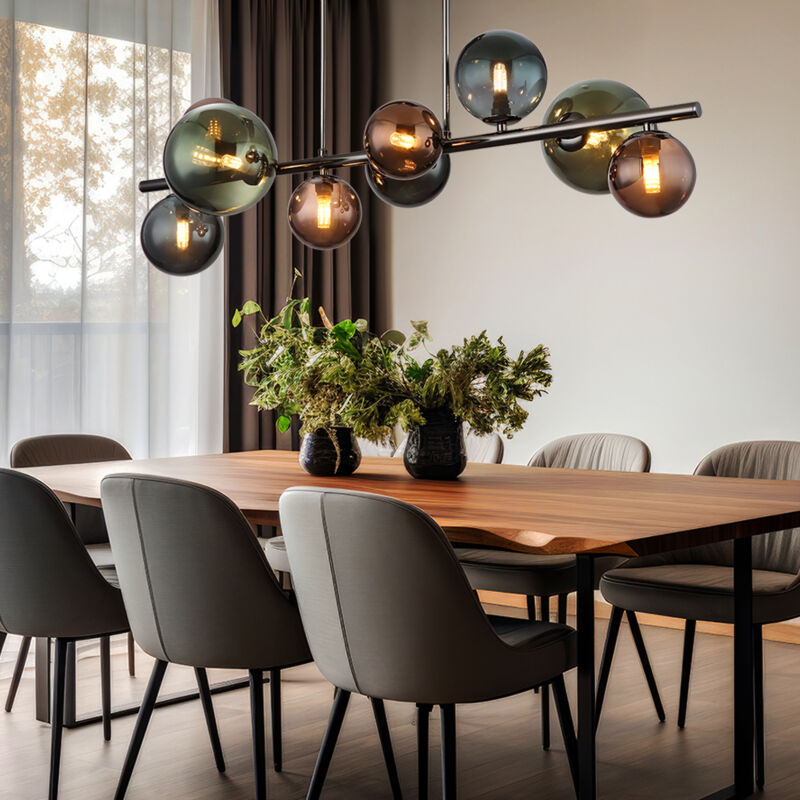 foto del prodotto globo lighting plafoniera led 9 fiamme plafoniera sfere di vetro sfere luminose sala da pranzo, bronzo verde petrolio, 9x 3,5w 350lm bianco caldo,