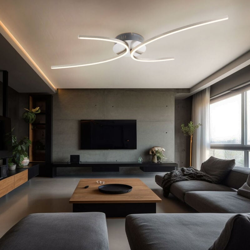 foto del prodotto globo lighting plafoniera led argento design lampada da soggiorno lampada da soffitto moderna, metallo nichel opaco, 30w 2100lm bianco caldo, lxh