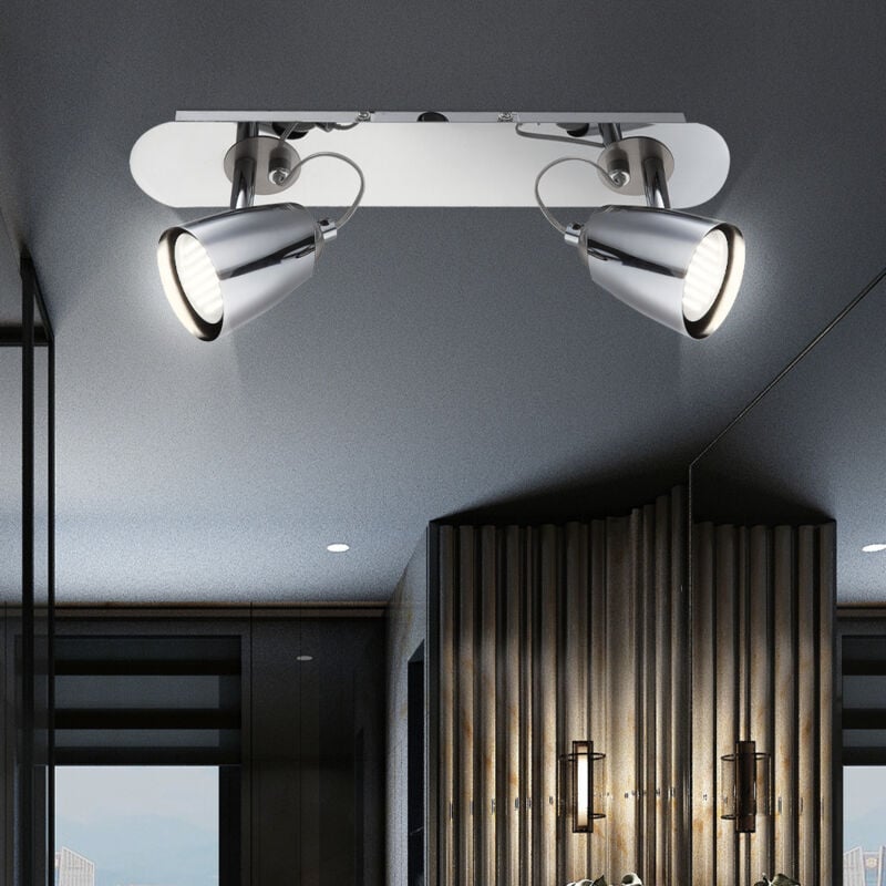 foto del prodotto globo lighting plafoniera led faretto soggiorno sala da pranzo luce cromata regolabile