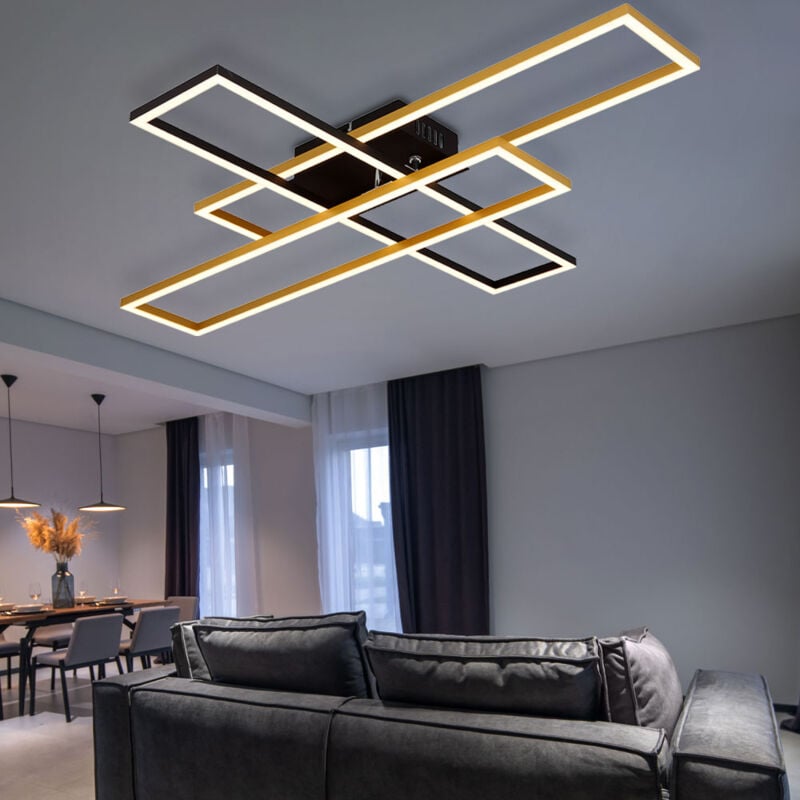 foto del prodotto globo lighting plafoniera led lampada da soffitto mobile design oro nero, alluminio oro nero, 40w 1650lm bianco caldo, lxpxh 80x60x9,5 cm