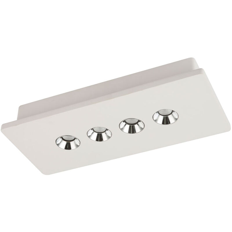 foto del prodotto globo lighting plafoniera led per soggiorno, lampada da soffitto a 4 luci, faretto da cucina, 4 luci in gesso bianco cromato, 4 led 14 watt 760
