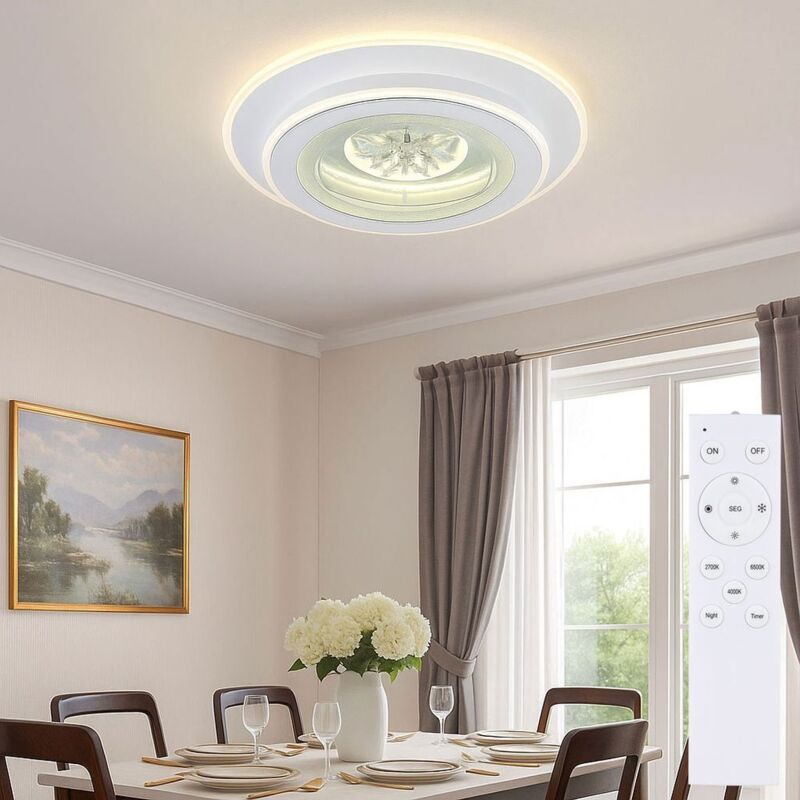 foto del prodotto globo lighting plafoniera led plafoniera in cristallo con telecomando luce diurna dimmerabile, timer cct, 36w 1750lm bianco caldo freddo, d 46 cm