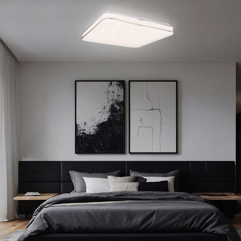 foto del prodotto globo lighting plafoniera led plafoniera soggiorno lampada metallo acrilico bianco cromato anello scintilla decoro, 1800 lm 3000k bianco caldo 24