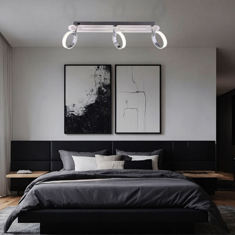 foto del prodotto globo lighting plafoniera moderna orientabile con striscia led spot cromata, 3 lampadine, 3x led 5w 350lm bianco caldo, l 60 cm