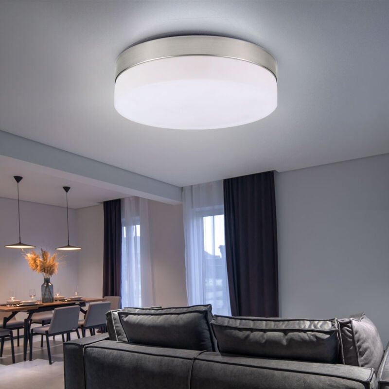 foto del prodotto globo lighting plafoniera plafoniera lampada da ingresso a 2 fiamme vetro cucina luce opale, metallo nichel opaco, 2x e27, dxh 24x6,5 cm