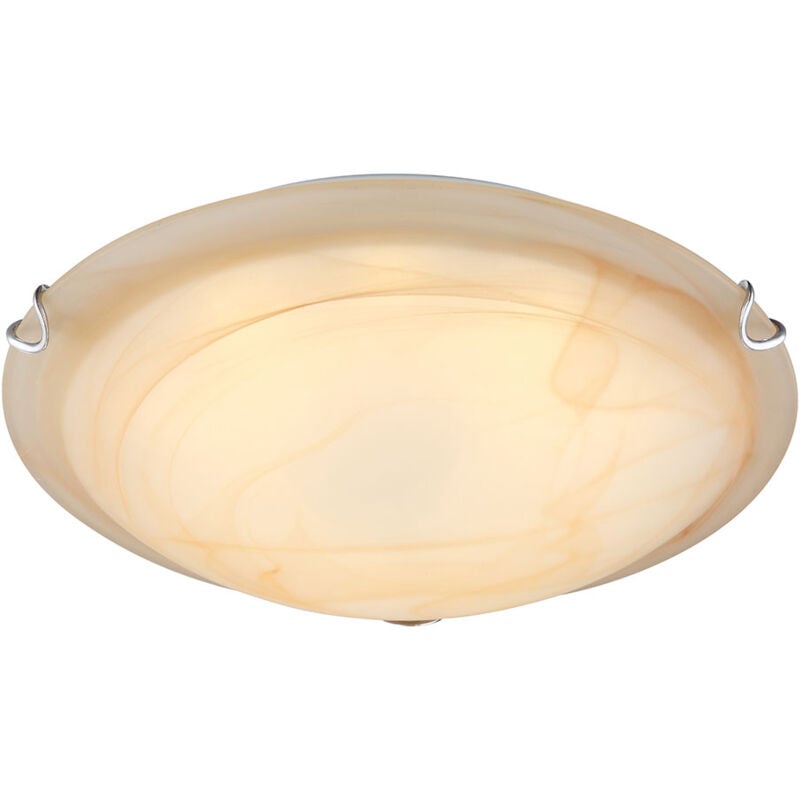 foto del prodotto globo lighting plafoniera rotonda in metallo con paralume in vetro, 1x led 12 watt bianco caldo 967 lumen, rotonda 30x10 cm, soggiorno, sala da