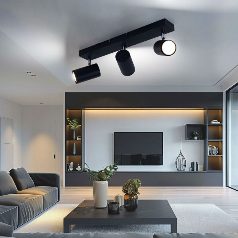 foto del prodotto globo lighting plafoniera soggiorno lampada sala da pranzo lampada camera da letto faretto faretto, metallo cromato nero, faretti gu10 a 3 luci