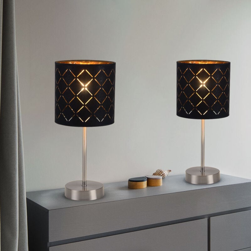 foto del prodotto globo lighting set di 2 lampade da tavolo nero soggiorno camera da letto illuminazione lettura luci notturne oro