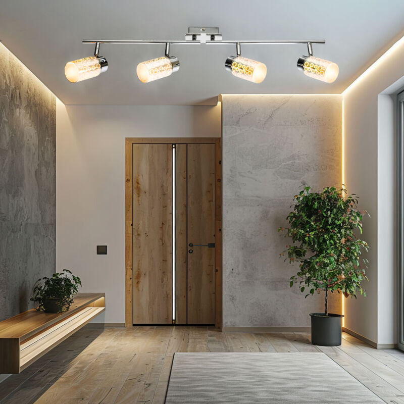 foto del prodotto globo lighting spot bar plafoniera led cromata a 4 luci da soggiorno lampada da soffitto con faretti orientabili, 4x 4w 4x 400lm bianco caldo, lxh