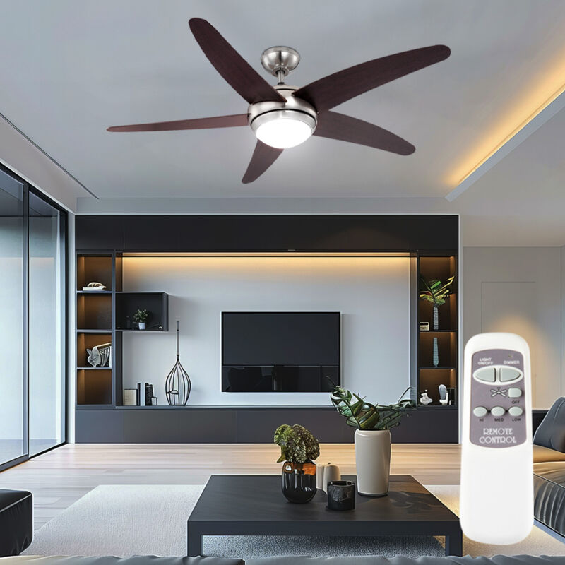foto del prodotto globo lighting ventilatore da soffitto raffreddatore per ambienti lampada da soffitto ventilatore lampada da soggiorno con telecomando, marrone