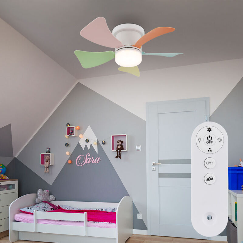 foto del prodotto globo lighting ventilatore led da soffitto colorato telecomando lampada diurna ventilatore timer cct, 10w 750lm bianco caldo bianco freddo, d 40,6