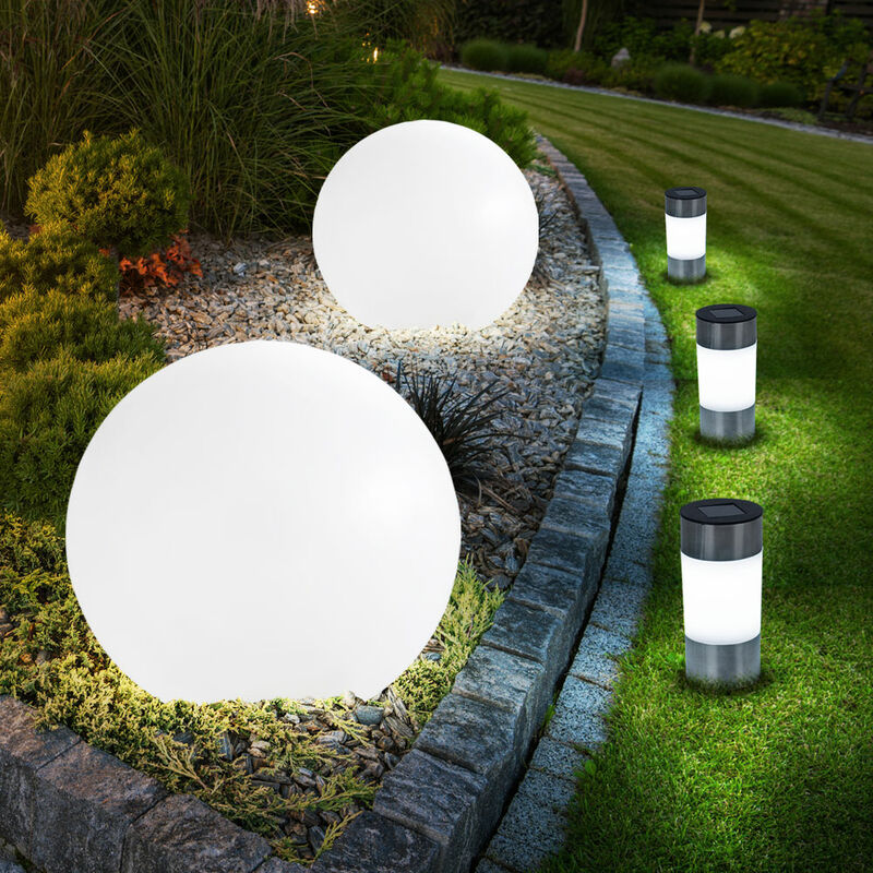 foto del prodotto globo luminoso solare da giardino luci ad innesto solare led decorazione giardino globo solare per esterni, ip44 batteria ricaricabile terra