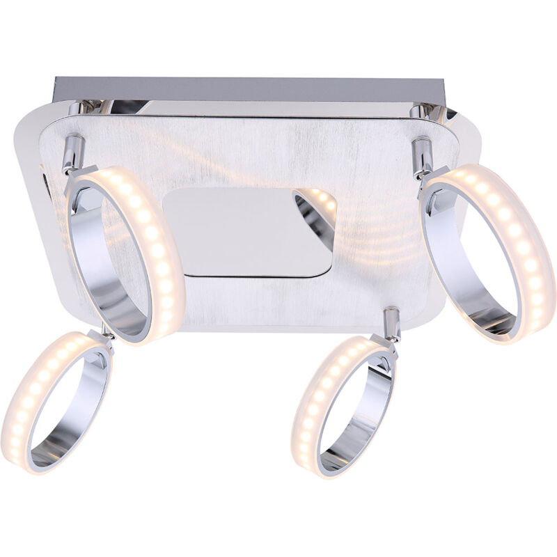 foto del prodotto globo moderna luce di soffitto del led cromo, alluminio anelli in cromo satinato con anelli acrilici 5w idaho 56.043 4