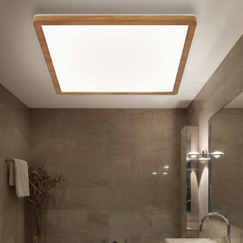 foto del prodotto globo pannello da soffitto lampada da soffitto plafoniera pannello led, ip44 funzione di memoria retroilluminazione 3 livelli, aspetto legno opale,