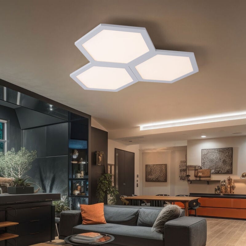 foto del prodotto globo plafoniera a led plafoniera quadrata lampada da camera da letto 3 fiamme, metallo moderno bianco opale, 1x led 36w 2160lm 3000k, hxlxw