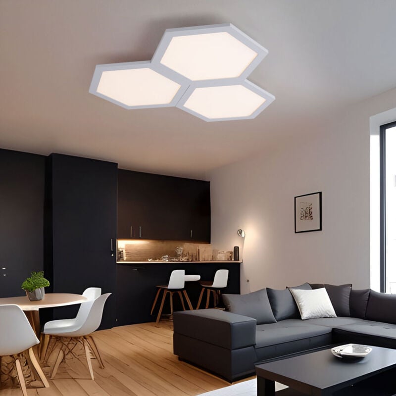 foto del prodotto globo plafoniera a led plafoniera quadrata lampada da camera da letto 3 fiamme, metallo moderno bianco opale, 1x led 36w 2160lm 3000k, hxlxw