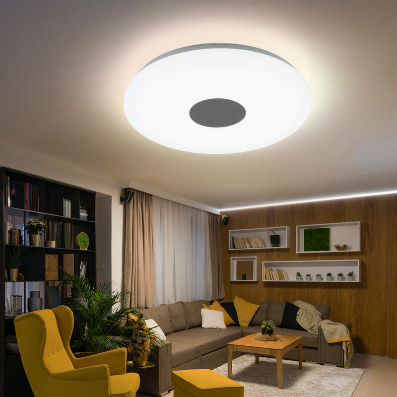 foto del prodotto globo plafoniera a led plafoniere plafoniera da soggiorno di forma rotonda, cromata con paralume in acrilico, 1x led 18w 1260 lm bianco caldo, 37,5