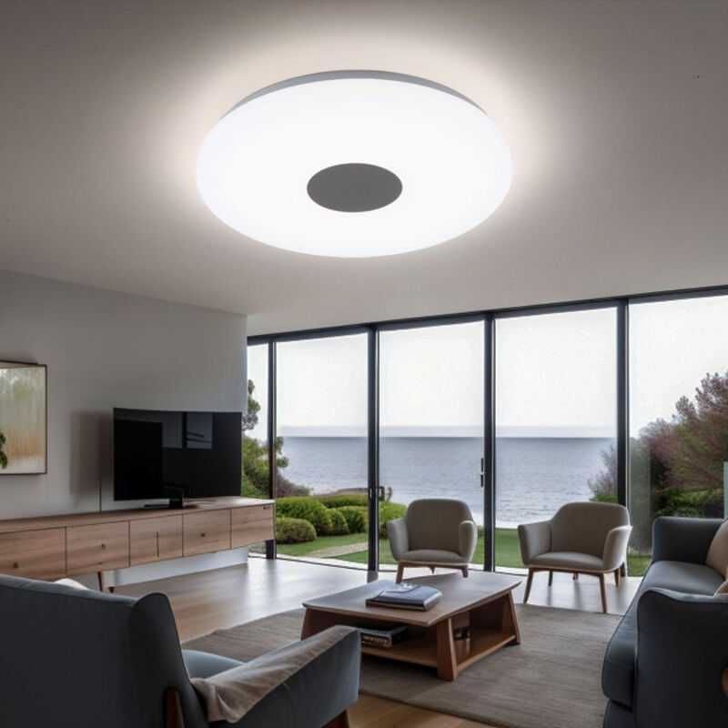 foto del prodotto globo plafoniera a led plafoniere plafoniera da soggiorno di forma rotonda, cromata con paralume in acrilico, 1x led 18w 1260 lm bianco caldo, 37,5