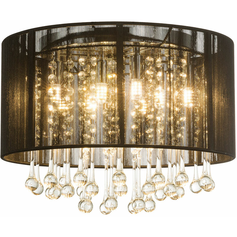 foto del prodotto globo plafoniera a sospensione a led in vetro cristallo soggiorno lampada a sospensione nero seta 15095d
