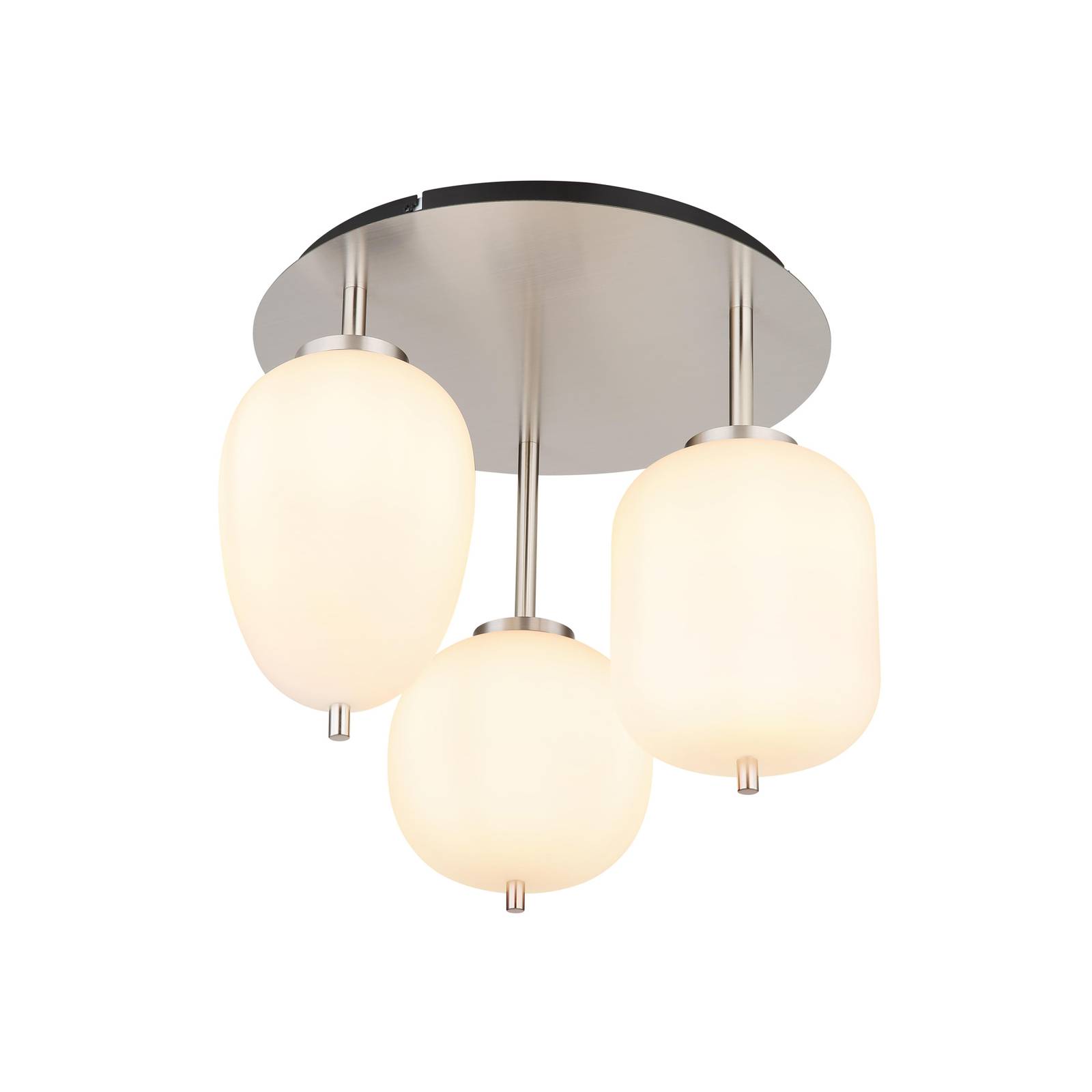 foto del prodotto globo plafoniera blacky i, nichel opal, 46 cm, a 3 luci, vetro