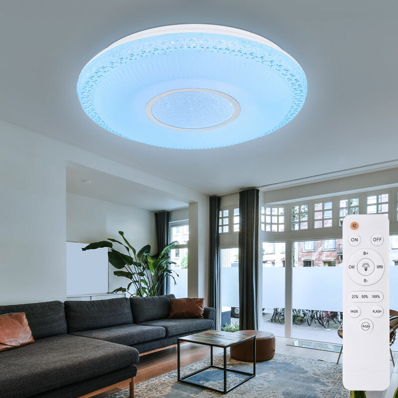 foto del prodotto globo plafoniera con effetto stella plafoniera dimmerabile bianca lampada dimmerabile con telecomando, funzione luce diurna cambio colore, 1x led