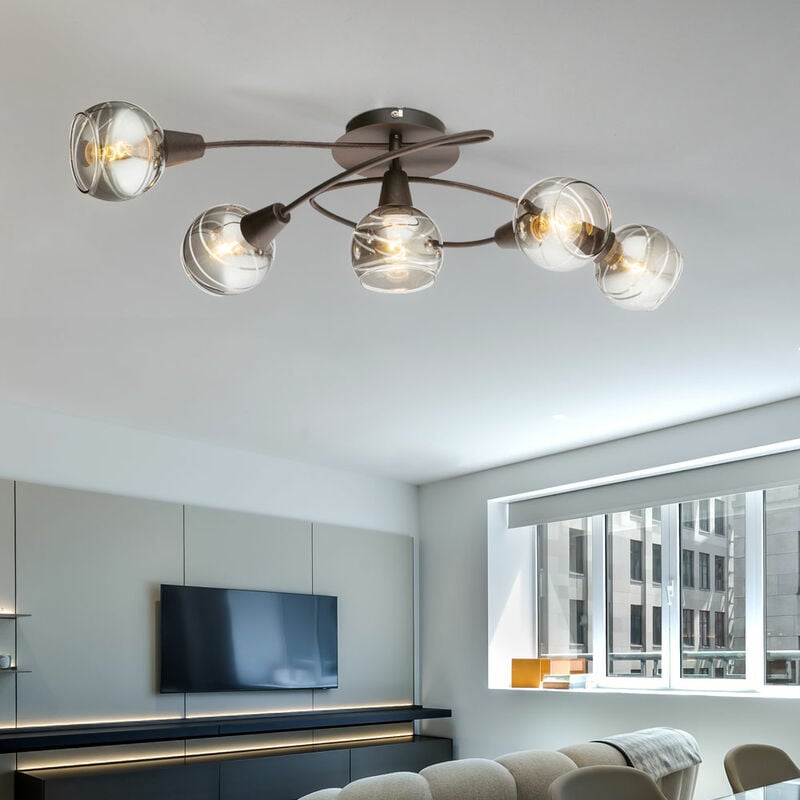 foto del prodotto globo plafoniera con faretto in vetro sfera bronzo fumo lampade da soffitto sfere in vetro tavolo da pranzo led, metallo, 5x 4w 196lm 3000k, lxpxa