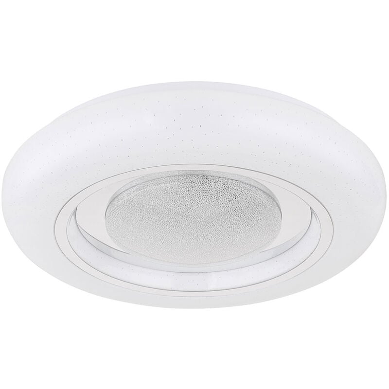 foto del prodotto globo plafoniera con telecomando plafoniera con cristalli luminosi a luce diurna, anello cromato, rgb led 18w 710lm bianco caldo freddo, p 39 cm