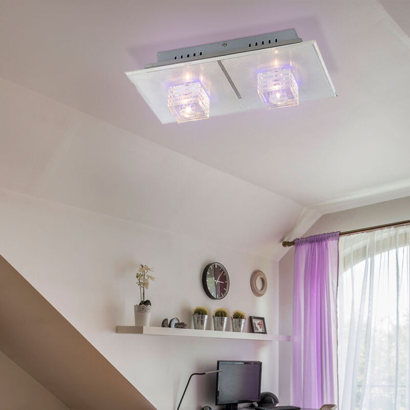 foto del prodotto globo plafoniera con telecomando, plafoniera in vetro, lampada da soggiorno, cromata, per camera da letto, 24 led decorativi che cambiano colore, 2