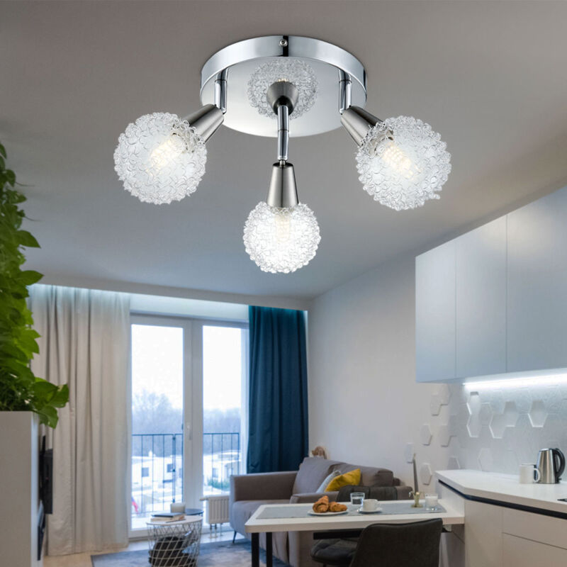 foto del prodotto globo plafoniera cromo chiaro sala da pranzo design lampada spot rotondo alu maglia sferica plafoniera soggiorno, faretti mobili, 3x e14 led 3w