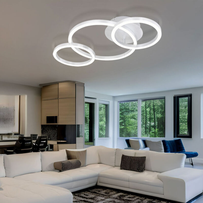foto del prodotto globo plafoniera di design lampada da soffitto lampada da soggiorno, 3 anelli, alluminio acrilico, 1250 lumen 24 watt led 3000 kelvin, lxpxa 55 x