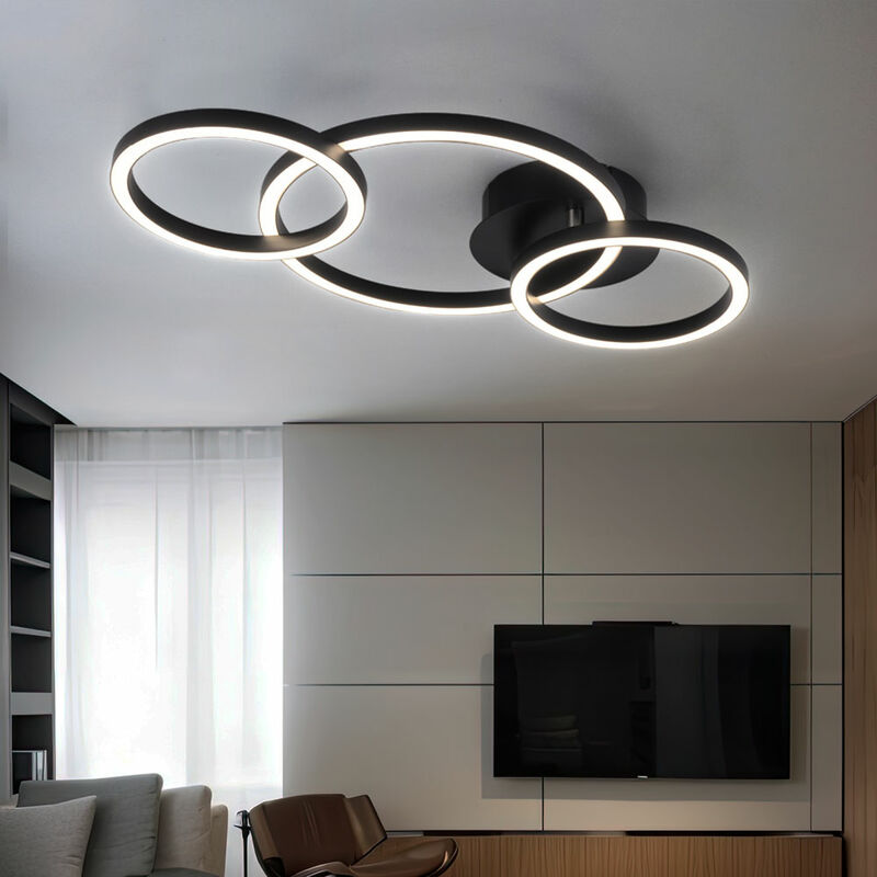 foto del prodotto globo plafoniera di design lampada da soffitto lampada da soggiorno, 3 anelli, metallo acrilico, 760 lumen 24 watt led 3000 kelvin, lxpxa 55 x 30 x