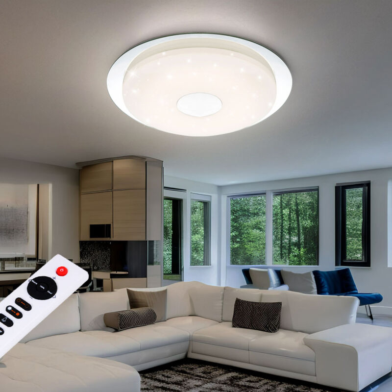 foto del prodotto globo plafoniera dimmerabile con telecomando plafoniera lampada da soggiorno effetto cielo stellato, opale, telecomando con funzione memory, 1x led