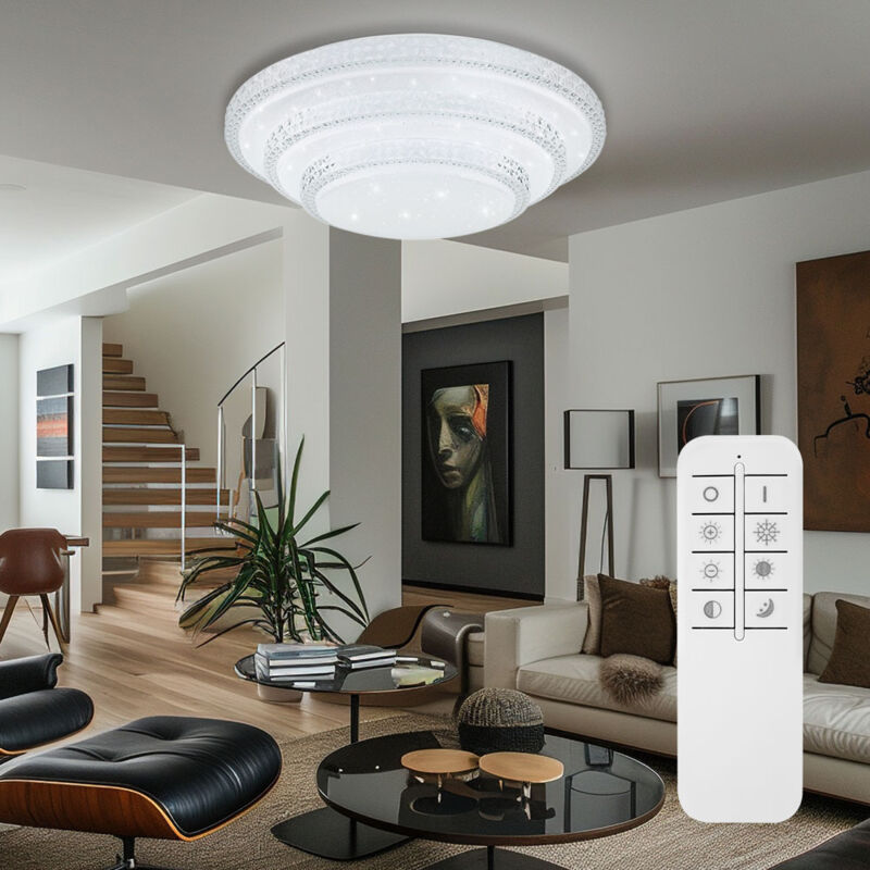 foto del prodotto globo plafoniera dimmerabile con telecomando, plafoniera smart led, app comando vocale, funzione luce notturna, 30w 2300lm bianco caldo bianco