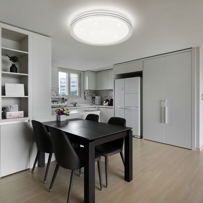 foto del prodotto globo plafoniera effetto stella cristallo lampada da soffitto led soggiorno, metallo bianco opalino trasparente, 24w 1560lm bianco caldo, dxh