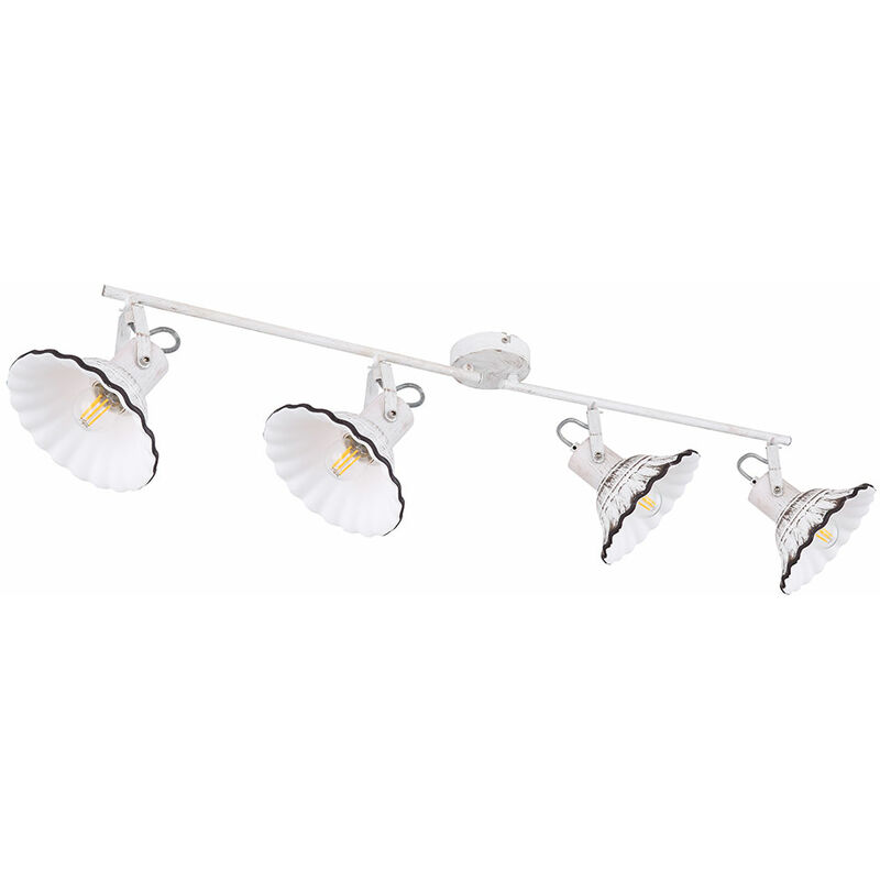 foto del prodotto globo plafoniera faretto faretto orientabile da soffitto in ceramica bianca spot strip 4 lampadine, metallo, 4x attacchi e27, l 90 cm
