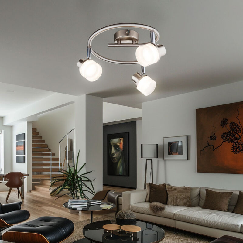 foto del prodotto globo plafoniera faretto lampada da soggiorno faretto led lampada da soffitto orientabile, acrilico cromato, faretti orientabili, 3x 3,5w 190lm