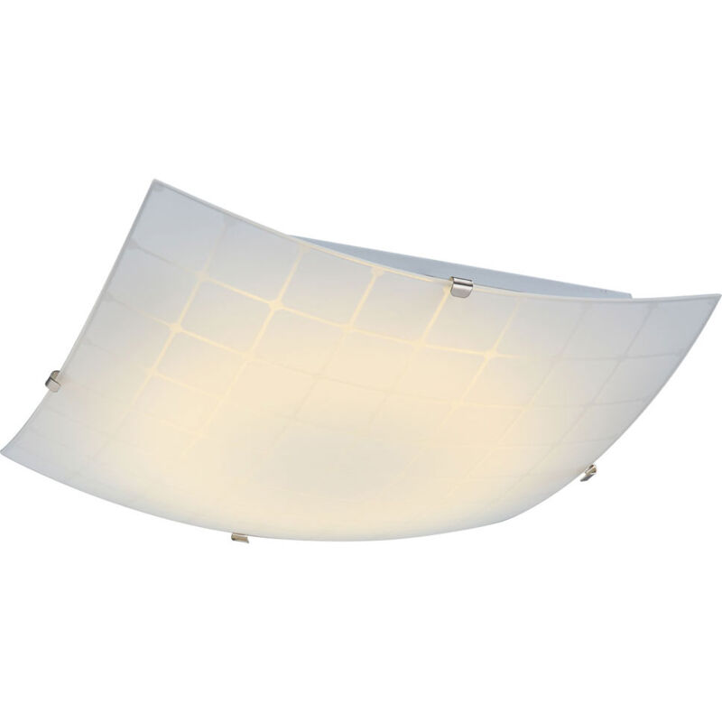 foto del prodotto globo plafoniera in vetro bianco lampada da soffitto lampada da corridoio lampada da soggiorno soffitto cromato, quadrato, 1x led 12w 900lm bianco