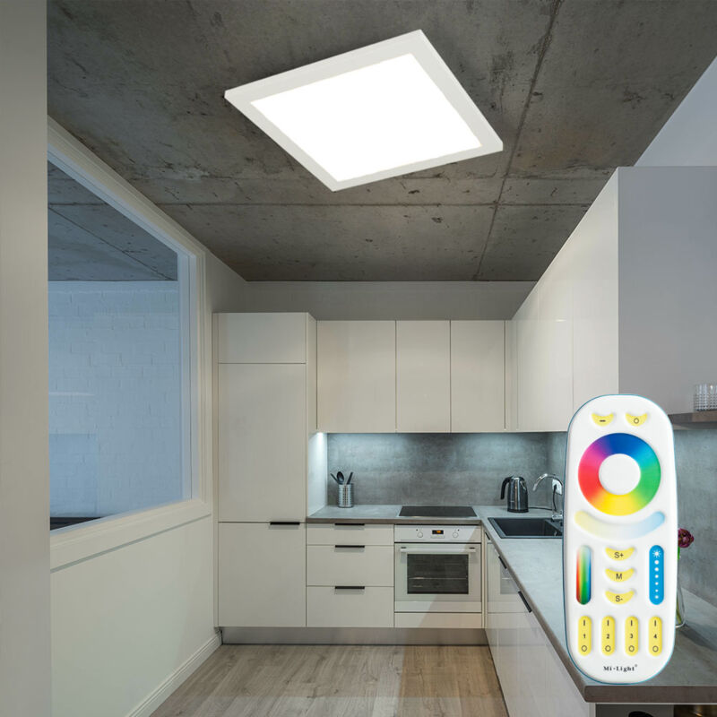 foto del prodotto globo plafoniera intelligente con telecomando, pannello a soffitto luce diurna smart home, dimmerabile, controllo app cct, 1x rgbw 36w 2400lm,