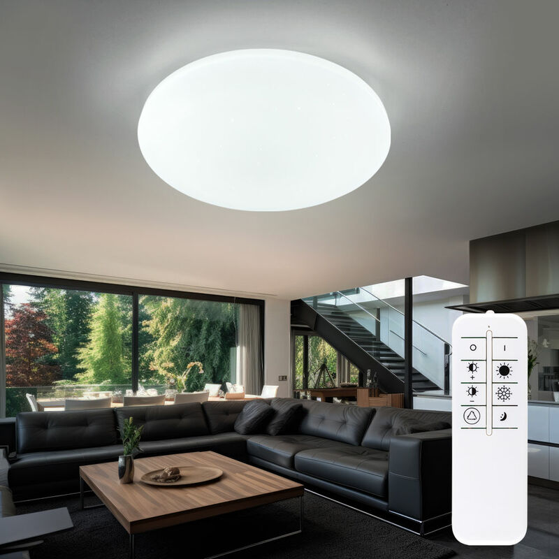 foto del prodotto globo plafoniera intelligente effetto stella da soffitto con telecomando lampada da soggiorno led dimmerabile, controllo app cct, 30w 2430lm, dxh