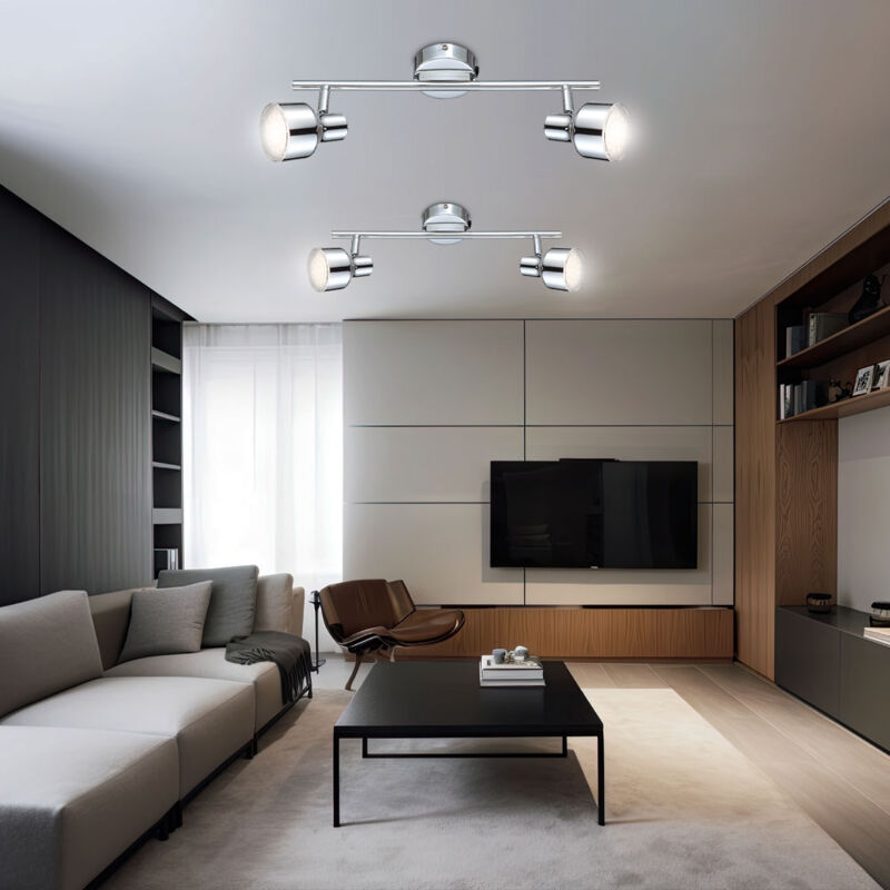 foto del prodotto globo plafoniera lampada da soffitto faretto faretto lampada da soggiorno lampada da corridoio, faretti mobili, cromo trasparente, 2x led 4w 250lm