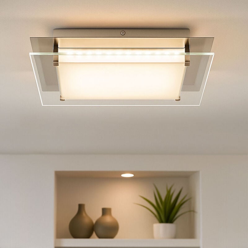 foto del prodotto globo plafoniera lampada da soffitto lampada da camera da letto, dimmerabile, vetro nichel satinato opaco, 1x led 40w 2000lm 3000k, hxlxl