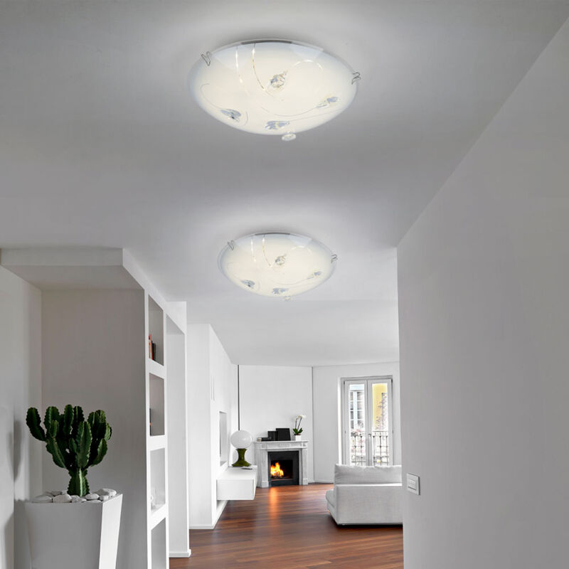 foto del prodotto globo plafoniera lampada da soffitto lampada da sala da pranzo lampada di design a led con cristalli e linee, vetro metallo, 1x led 8 watt 640