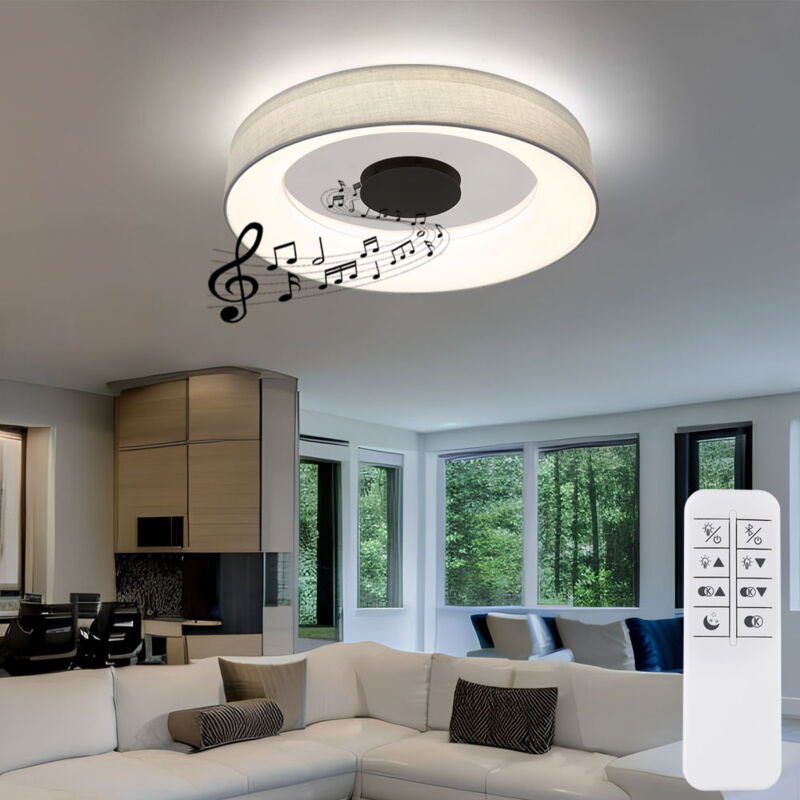foto del prodotto globo plafoniera lampada da soffitto lampada da soggiorno a ombrello, telecomando con altoparlante cct dimmerabile, led 40w 2000lm bianco caldoluce