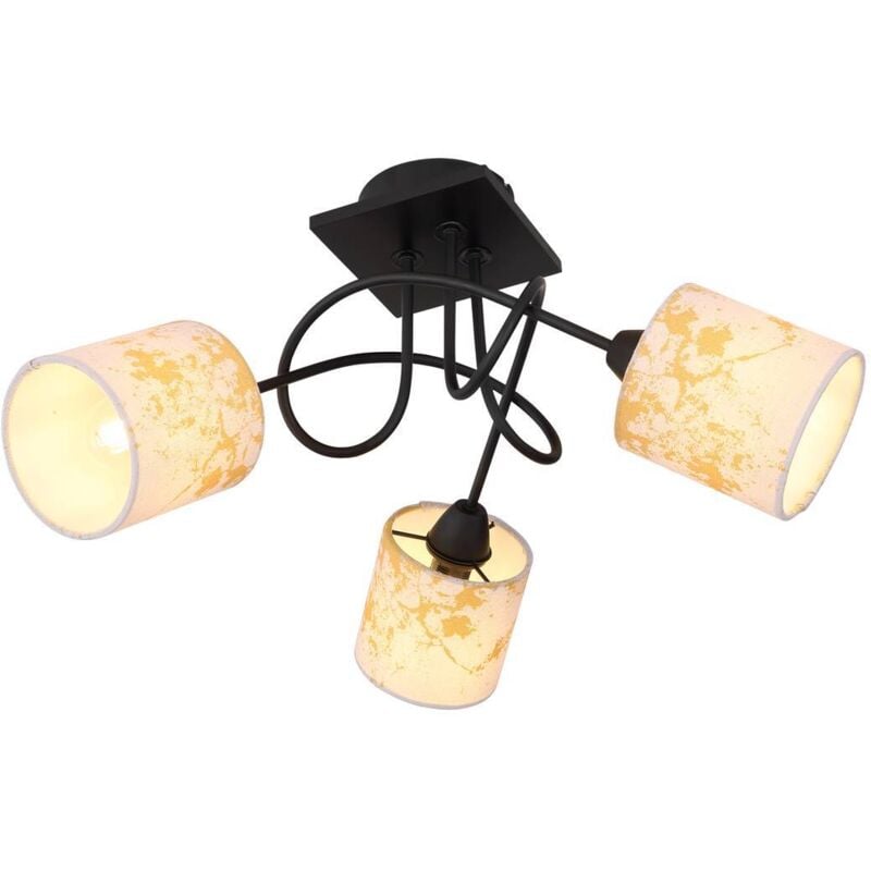 foto del prodotto globo - plafoniera lampada da soffitto lampada da soggiorno lampada da sala da pranzo lampada da camera da letto, metallo legno tessuto nero oro, 3