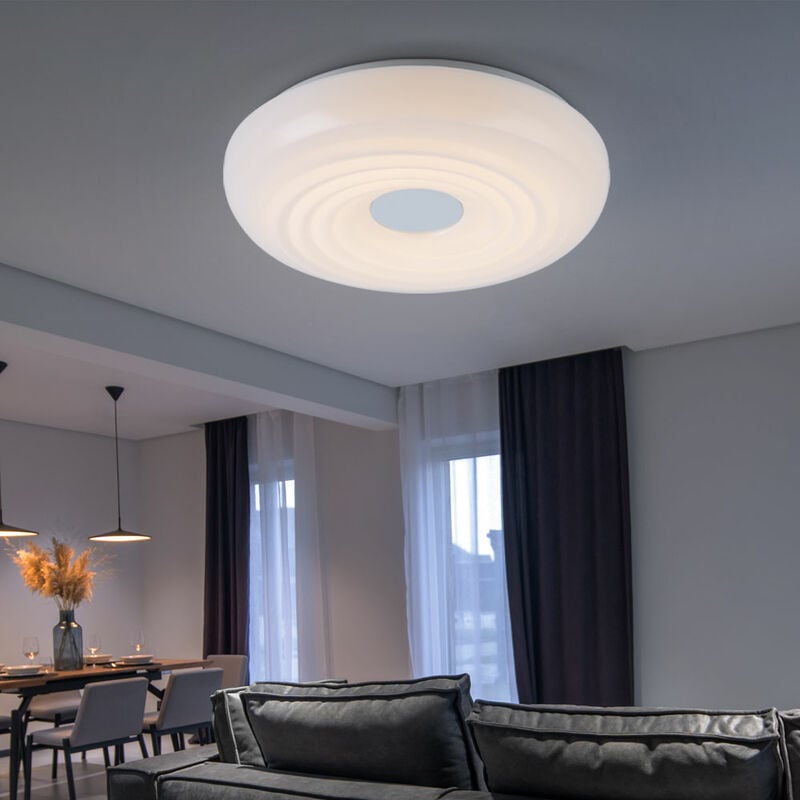 foto del prodotto globo plafoniera lampada da soffitto led rotonda bianca per sala da pranzo in bianco, metallo acrilico, 1x led 15w 1040lm 3000k bianco caldo, dxh